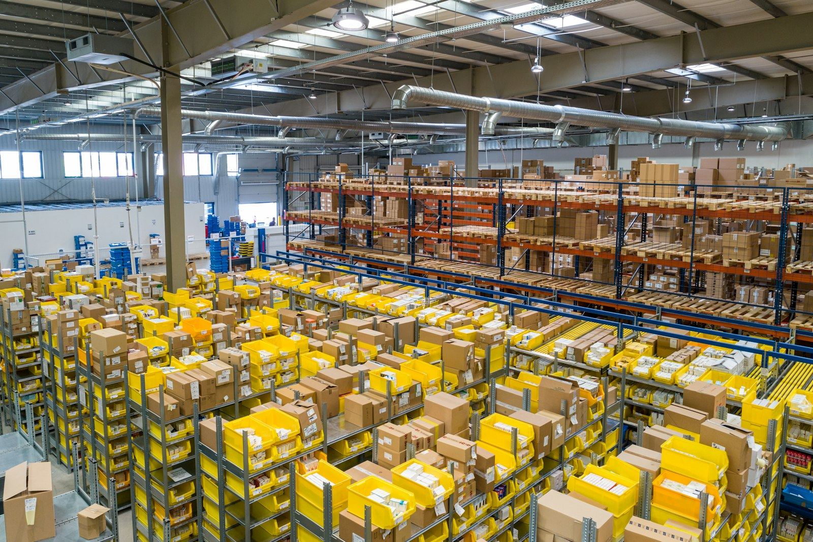 Warehouse with packed goods ready for shipment